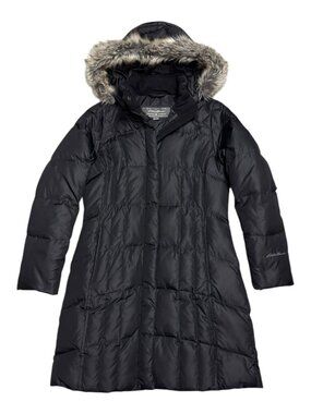 EDDIE BAUER Down Fill Faux Fur Winter Puffer Parka Jacket Coat Womens Small